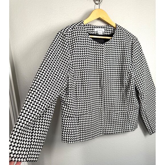 Liz Claiborne Womens Houndstooth Suit Jacket XL Black & White Career Business‎ - Picture 2 of 12